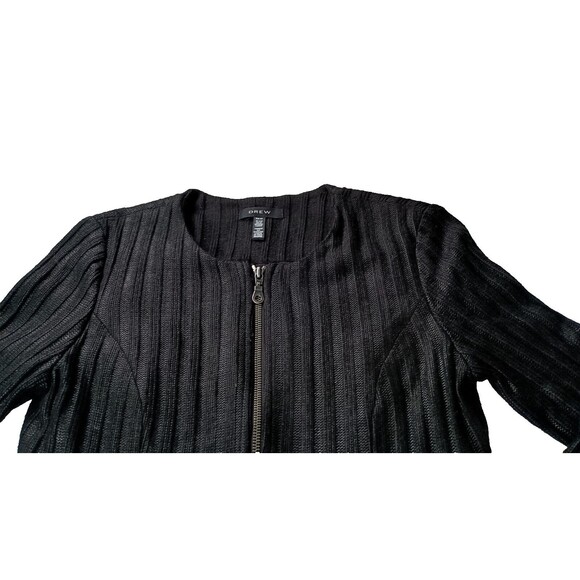 Ribbed Lady Jacket by DREW Black Size XS Zip Front Lined Classic Career USA Made - Picture 2 of 13